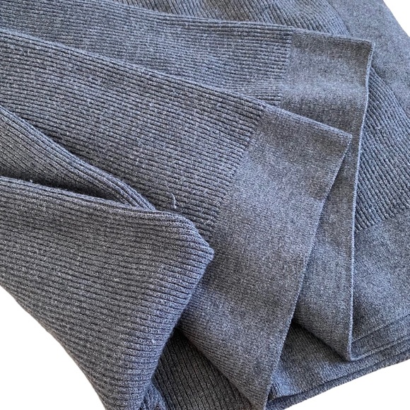 Zara Wool Fine Knit Grey Ribbed Oversized Scarf/Wrap - Picture 8 of 11